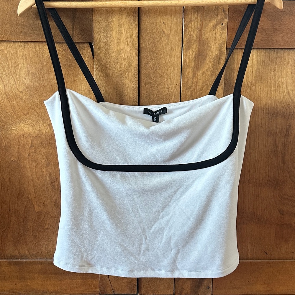 Dynamite White Camisole with Black Trim